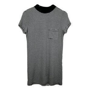 n:Philanthropy Dress S Womens New Beckett Black Striped Shift Mini Short Sleeves